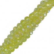 Faceted glass beads 3x2mm disc - Sundance yellow-pearl shine coating